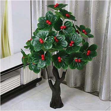 Imagem de ngddf2haa Árvore de bonsai artificial de mesa decorativa, cerejeira artificial, 89 cm, ramos de cerejeira falsos e folhas aparadas, decoração de plantas artificiais sem vaso