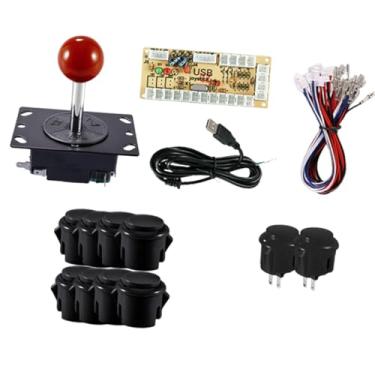 Imagem de Colaxi Peças de jogos de arcade faça você mesmo com botões de encaixe de 24# e 30#, suprimentos de modificação confiáveis, montagem, placa codificadora USB, Preto