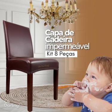 Imagem de Kit 8 Capas de Cadeira Impermeável - Marrom Escuro - OK Darling