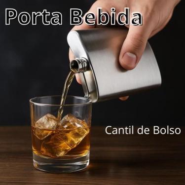 Imagem de Cantil de Bolso Em Aço Inox Whisk Vodka Porta Bebidas Viagens Inoxidáv