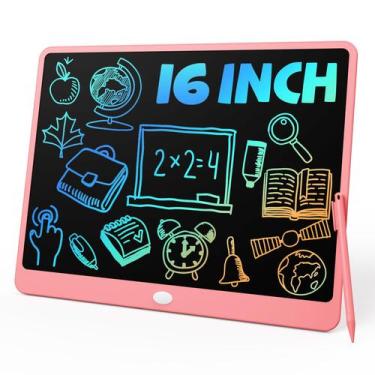 Imagem de Tablet de escrita LCD TEKFUN Prancheta de desenho de 16 polegadas rosa