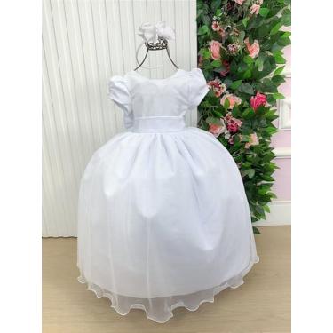 Imagem de Vestido Longo Infantil Vila Lele Selena Branco - 100% Poliéster, Branc