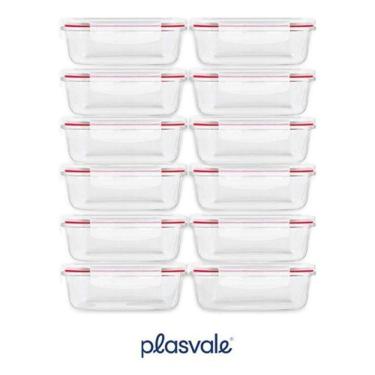 Imagem de Kit 12 Potes Vidro 640Ml Hermético Marmita Forno Refratário