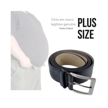 Imagem de Cinto Masculino Fasolo Couro Legítim Plussize - Marrom - 130