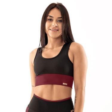Imagem de Top Cropped Fitness Feminino Premium Tarelles - T0562, Preto, Bordô, M