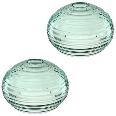 Imagem de Pacote com 2 peças de substituição de persiana de vidro verde transparente, capas para ventilador de teto, abajures de tambor de vidro para candelabro, arandelas de parede, luminária pendente, tamanho