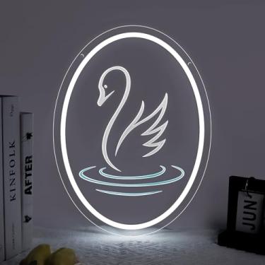 Imagem de Sinal de néon de cisne, placas de néon para decoração de parede, placa de luz neon de LED regulável para decoração de quarto, placas neon alimentadas por USB para festa de aniversário e presente de