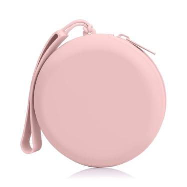 Imagem de Woyinger Adequado para estojo de carregamento de AirPods, organizador Tech Pouch para acessórios com gerenciamento de cabos, capa de fone de ouvido e compartimento de porta-moedas para viagens, rosa