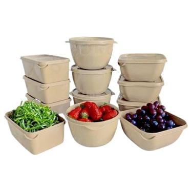 Imagem de Kit 12 Potes cozinha Plásticos Formatos Variados para marmita variados organizadores de alimento (Areia)