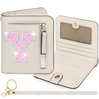 Imagem de YQE Carteira com inicial RFID para meninas pequenas, presentes na moda, aniversário, Natal, meia ideia de presente para adolescentes, filha, neta, sobrinha, 6, 7, 8, 9, 10, 11, 12, 13 anos, Branco, Y