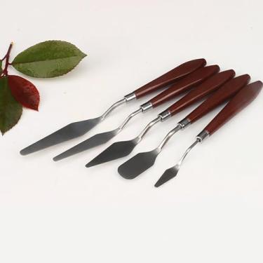 Imagem de Conjunto de facas de paleta de 5 peças, faca de pintura de aço inoxidável para pintura a óleo e acrílica, ferramentas de mistura flexíveis para artistas, iniciantes e pintura em tela