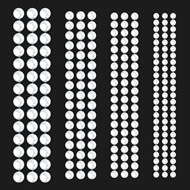 Imagem de 2800 peças/4 folhas autoadesivos de pérolas, 3 mm/4 mm/5 mm/6 mm, adesivos de beleza com parte traseira plana metade para maquiagem, artesanato, arte de unhas, scrapbooks, brincos, decoração de capa