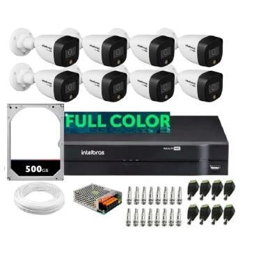 Imagem de Kit 8 Câmeras Intelbras 1220b Full Color Dvr 8 Canais Com Hd 500gb