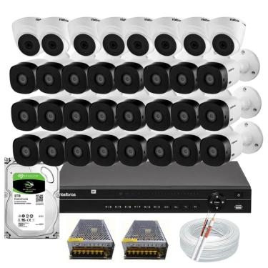 Imagem de Kit 32 Câmeras Intelbras Dvr 32 Canais MHDX 1232 Com Hd 3tb