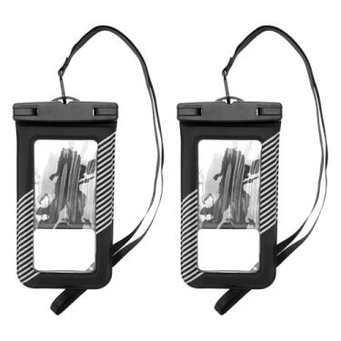 Imagem de 2 peças meia listra bolsa impermeável móvel preto branco capa universal à prova d'água compatível com telefone 11,5 x 21 cm contagem