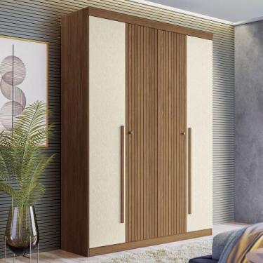 Imagem de Guarda-Roupa Casal Loanda 4 Portas 2 Gavetas Ripado Flex Jatoba/Areia 