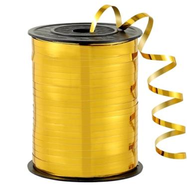 Imagem de sxvblly Fita de ondulação dourada de 1,9 cm de largura × 500 metros fita metálica brilhante para embrulho de presente cordão de balão fitas de decoração de festa de aniversário para artesanato festivo
