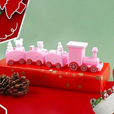 Imagem de Enfeites de trem pintados de Natal, faça você mesmo, bolo para casa, Natal, festa, festa, enfeite de mesa, decoração de Natal para crianças (rosa)