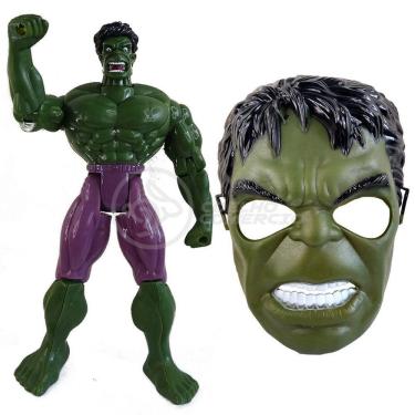 Imagem de Boneco Articulado 25Cm Action Incrivel Hulk + Mascara 16Cm