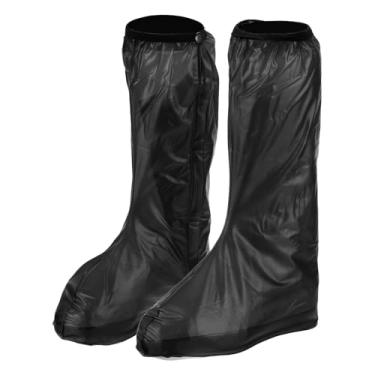 Imagem de HARFINGTON Capa impermeável para sapatos XXL (EUA 8) antiderrapante PVC reutilizável galochas protetores de sapato de chuva com zíper para homens mulheres chuvoso ao ar livre, preto