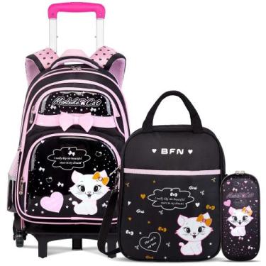 Imagem de Mochila rolante Vibiger de 6 rodas para crianças preta impermeável - L