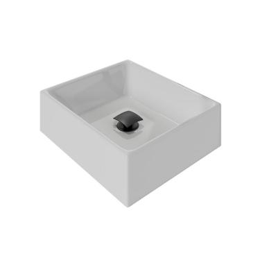 Imagem de Kit Cuba Pia De Sobrepor Tulipa Com Valvula Click Black Branco Branco