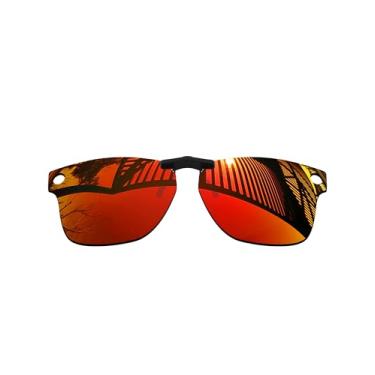 Imagem de MYCOURAG Lentes polarizadas com proteção UV para óculos de sol Ray-Ban Meta Wayfarer RW4006-50-22 – Armação de óculos de sol com revestimento espelhado vermelho fogo polarizado