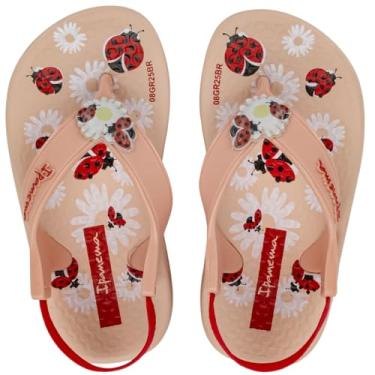Imagem de Chinelo Bebê Menina Ipanema Baby Soft, Chinelo Infantil com Elástico, Rosa com Arco-íris, Antiderrapante, Anatômico Sandália (Joaninha, BR, Bebê, Faixa Numérico, 17, 18)