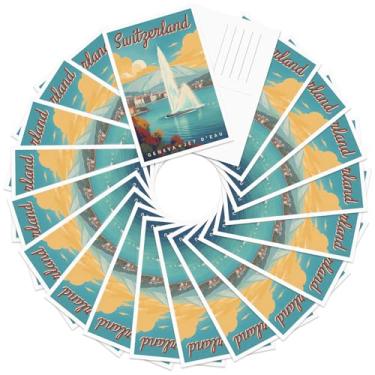 Imagem de gaeaverse Cartões postais de viagem vintage Genebra Suíça - 20 peças/conjunto de pontos de referência Jet d'Eau, cartão postal vintage de todo o mundo para decoração de correspondência, presente para