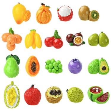 Imagem de Ipotkitt 19 peças, 19 estilos, imitação de fruta, resina, cabochão, manga, banana, cereja, uva, pingentes de geleca para artesanato faça você mesmo, joias, capa de telefone, brincos, decoração de laço