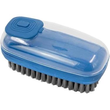 Imagem de Escova Lava Louça com Dispenser de Detergente – Limpeza Rápida e Eficiente | Cerdas de Silicone, Design Compacto e Reservatório Removível para Cozinha e Lavanderia (Azul)