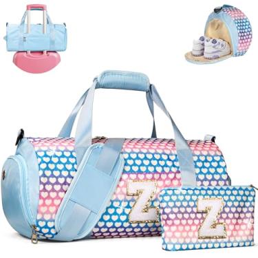 Imagem de Vogewood Presente para meninas de 3, 4, 5, 6, 7, 8, 9, 10, 11 e 12 anos, bolsa de viagem para meninas, bolsa infantil com compartimento para sapatos, bolsa de dança de balé de ginástica personalizada