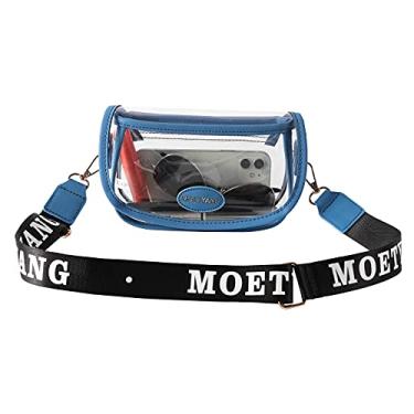 Imagem de MOETYANG Bolsa transparente para mulheres, bolsa tiracolo fofa, pequena bolsa transparente clutch, Azul, Medium