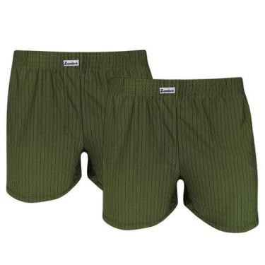 Imagem de Kit 2 cuecas masculinas short para dormir zombre verde listrada, Risca