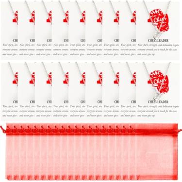 Imagem de Tondiamo 24 unidades de colar de líder de torcida presentes em massa para líderes de torcida megafone de líderes de torcida, cartão motivacional, Chain: 17.7 inches, Metal, Sem Pedra Preciosa