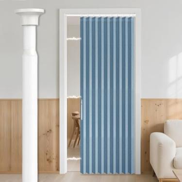 Imagem de Cortina AJAZZ 100% blackout de porta de armário privacidade à prova de som cortinas adequadas para quarto sala de estar conjuntos de cortinas de entrada (1 pacote, 111 L x 198 C, azul + varão)