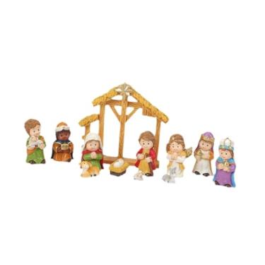 Imagem de Dynwave Conjunto de Presépio de 12 Peças com Estampa Criativa de Jesus Menino para Decoração de Mesa, Ideal para Lareira, Entrada, Prateleira ou Escritório.