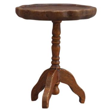 Imagem de Mesa de pedestal redonda para móveis de casa de bonecas em miniatura e