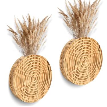 Imagem de Conjunto de 2 vasos de parede para plantas de interior, decoração de parede de casa de fazenda para sala de estar, banheiro, vaso suspenso para plantas de flores artificiais (marrom)