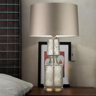 Imagem de Luminária de mesa moderna e minimalista com LED e design em vidro para decoração de sala de estar e quarto (Estilo C, 76 cm de altura).