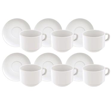 Imagem de Kit Xícaras De Chá Tramontina Paola Em Porcelana 240 Ml 12 Peças Tramontina