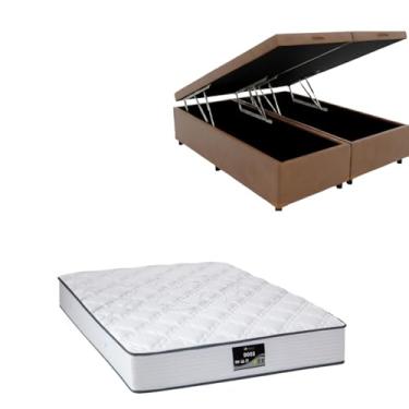Imagem de Cama Box Baú Bipartida Blindada com Colchão Doss Molas Ensacadas 30cm (CORINO MARROM, Casal Bipartido)