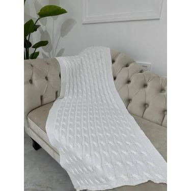 Imagem de Peseira Manta Trança Sala Cama Queen Sofa Tricot 230x60cm - Calu Trico
