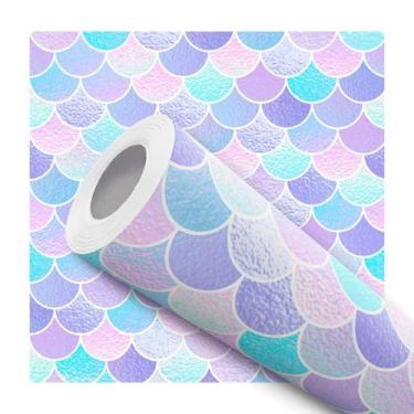 Imagem de Papel de Parede Vinílico Autoadesivo Lavável Escamas de Peixe Lilás Ro
