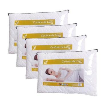 Imagem de Kit 4 Travesseiros Conforto Látex Slim + Capa Percal 180 Fios Zíper - 