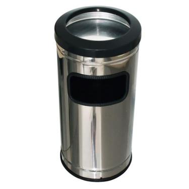 Imagem de Lixeira Cinzeiro Inox C/ Aro Plástico 24CMX25L - CM Design