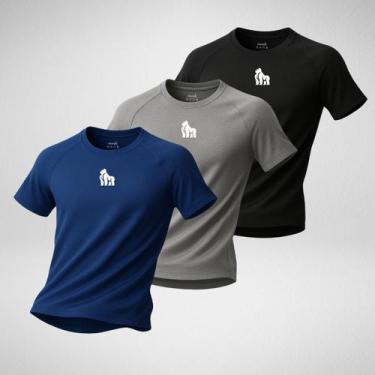 Imagem de Kit 3 Camisetas Dry Fit Masculinas Tecido Toque Gelado e Frio Macio Ac