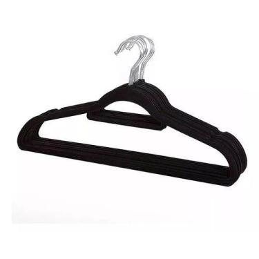 Imagem de Kit 10 Cabides Infantiles Antiderrapantes Veludo Preto Organizador Rou