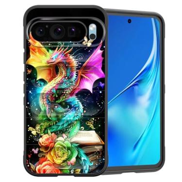 Imagem de CICPLKSE Capa para Google Pixel 10/Pixel 10 Pro de 6,3 polegadas 2025, silicone premium com [forro de microfibra macio antiarranhões], capa protetora à prova de choque, flor de dragão colorida