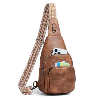 Imagem de Mroede Bolsa tiracolo feminina pochete mochila casual para viagens, trabalho, compras, 1-1c marrom, 6.5'' x 4'' x 11'', Bolsa tiracolo feminina